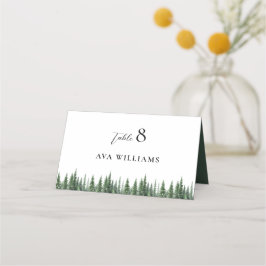 Tarjeta De Asiento Elegante Boda de acuarela del bosque de invierno
