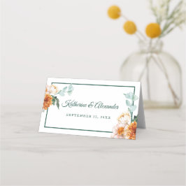 Tarjeta De Asiento Elegante Boda de acuarela floral otoño