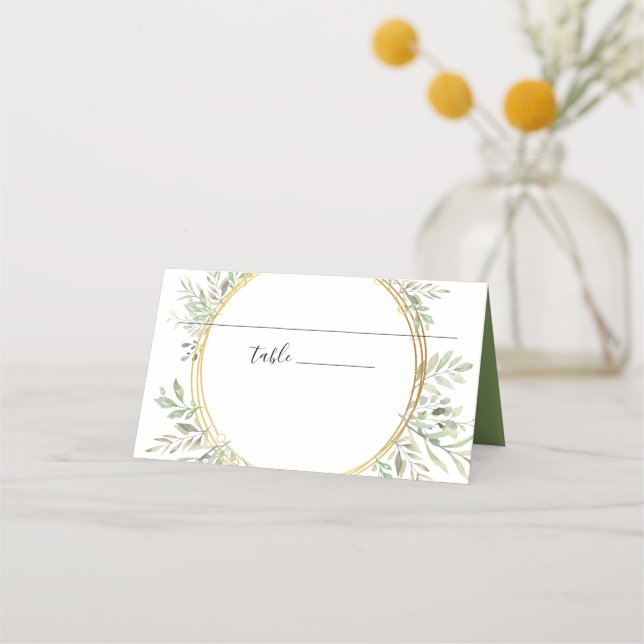 Tarjeta De Asiento Elegante Boda de armazón de vegetación (Anverso)