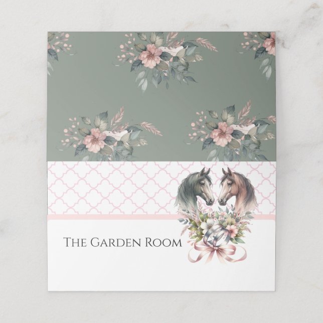 Tarjeta De Asiento Elegante Boda de caballos de primavera (Exterior desplegado)