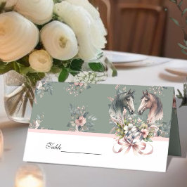 Tarjeta De Asiento Elegante Boda de caballos de primavera