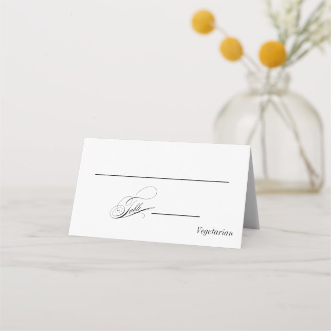 Tarjeta De Asiento Elegante Boda de caligrafía (Anverso)