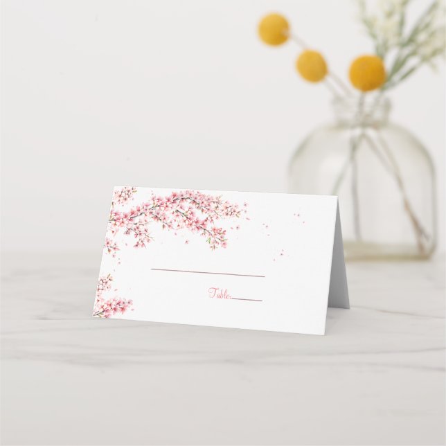 Tarjeta De Asiento Elegante Boda de cerezo en flor (Reverso)