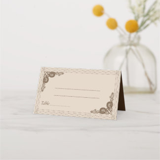 Tarjeta De Asiento Elegante Boda de decoración beige elegante