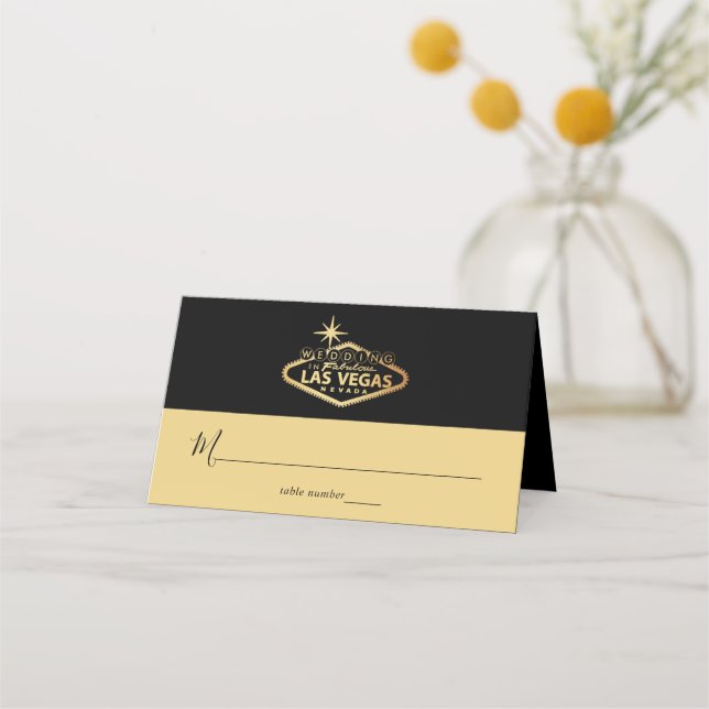 Tarjeta De Asiento Elegante Boda de Destino de Las Vegas (Anverso)