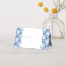 Tarjeta De Asiento Elegante Boda de estampado de diamante azul