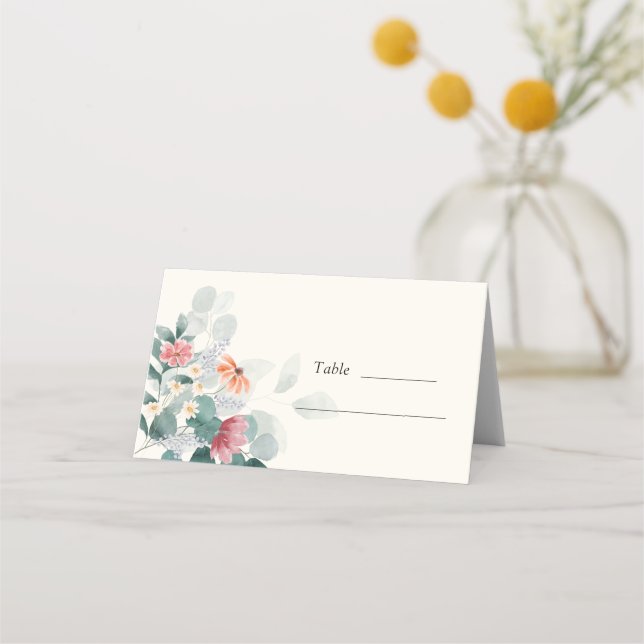 Tarjeta De Asiento Elegante boda de eucalipto de flor silvestre (Anverso)
