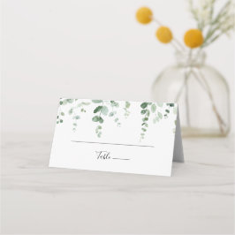 Tarjeta De Asiento Elegante Boda de Eucalipto Verde Minimalista