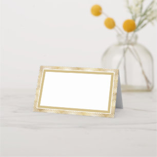 Tarjeta De Asiento Elegante Boda de fans del Art Decó de Colores Oro