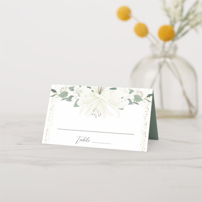 Tarjeta De Asiento Elegante Boda de Flor Silvestre Charm Green (Anverso)