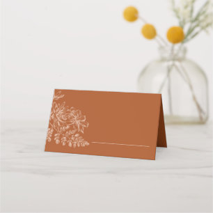 Tarjeta De Asiento Elegante Boda de Floral Terra Cotta Simple