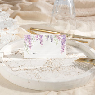 Tarjeta De Asiento Elegante Boda de Flores de Wisteria Púrpura