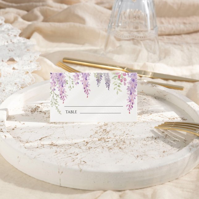 Tarjeta De Asiento Elegante Boda de Flores de Wisteria Púrpura (Subido por el creador)