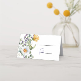 Tarjeta De Asiento Elegante Boda de flores silvestres moradas