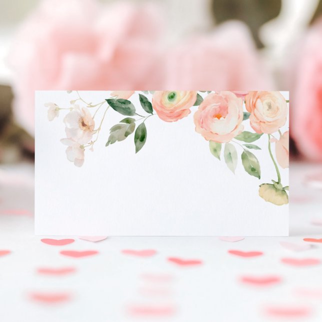 Tarjeta De Asiento Elegante Boda de Flores Verdes Rubor & Sage (Subido por el creador)