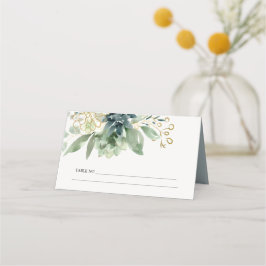 Tarjeta De Asiento Elegante Boda de Foliage Dusky Blue Green