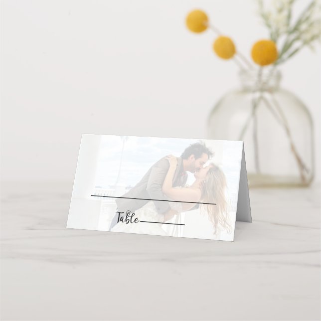 Tarjeta De Asiento Elegante Boda de fotografía vellum Black & White O (Anverso)
