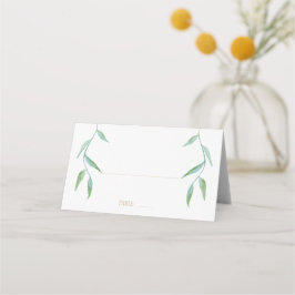 Tarjeta De Asiento Elegante Boda de hojas de oro blancas