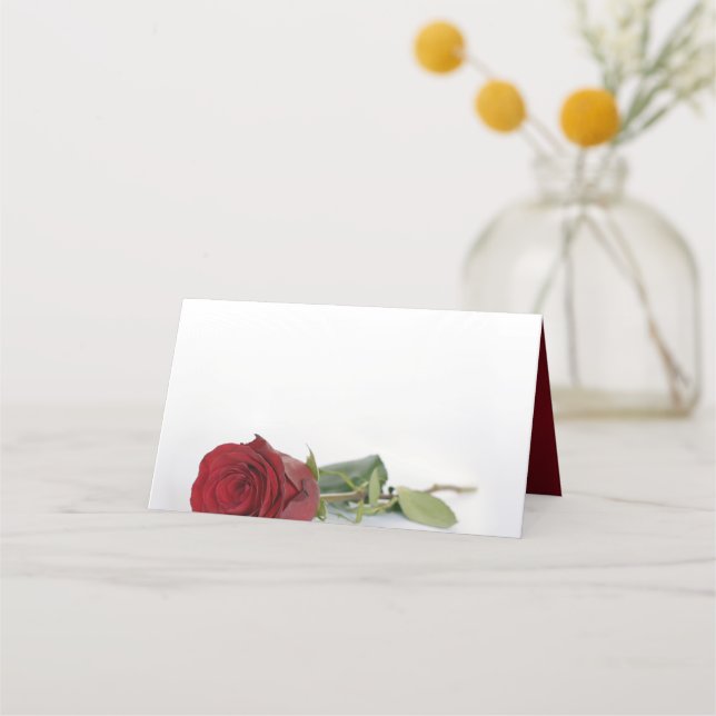 Tarjeta De Asiento Elegante Boda de impresión Red Rose Blank DIY (Anverso)