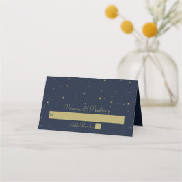 Tarjeta De Asiento Elegante Boda de la Marina y las Estrellas de Oro