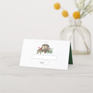 Tarjeta De Asiento Elegante Boda de Lantern de Pine Trees Rustic Invi