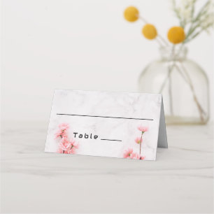 Tarjeta De Asiento Elegante boda de mármol rosa Sakura Cherry Blossom