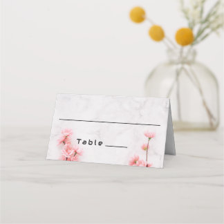 Tarjeta De Asiento Elegante boda de mármol rosa Sakura Cherry Blossom