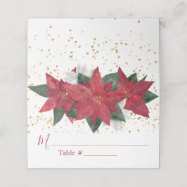 Tarjeta De Asiento Elegante Boda de Navidades de Poinsettia