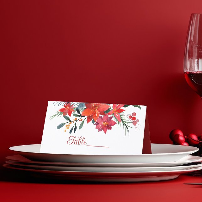 Tarjeta De Asiento Elegante Boda de Navidades florales de Poinsettia  (Subido por el creador)