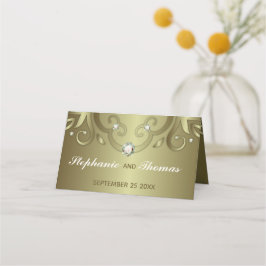 Tarjeta De Asiento Elegante Boda de oro victoriano de lujo