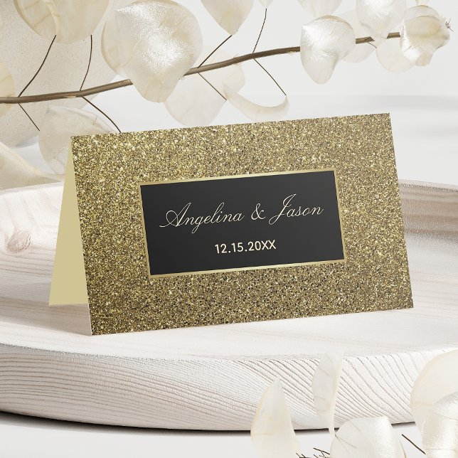 Tarjeta De Asiento Elegante Boda de Oro y Negro (Subido por el creador)