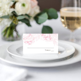 Tarjeta De Asiento Elegante Boda de Peonía de Flores Gris Rosa