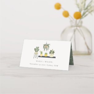 Tarjeta De Asiento Elegante Boda de plantas suculentas de Leafy Potte