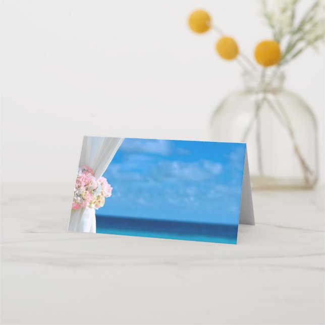 Tarjeta De Asiento Elegante Boda de Playa de Verano Floral (Anverso)