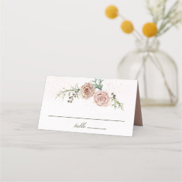 Tarjeta De Asiento Elegante Boda de rosas rosadas de época