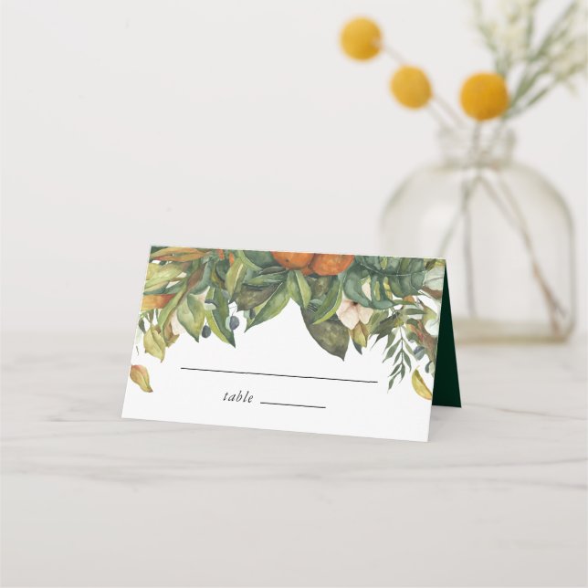 Tarjeta De Asiento Elegante Boda de vegetación de cítricos botánicos (Anverso)