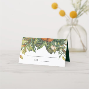 Tarjeta De Asiento Elegante Boda de vegetación de cítricos botánicos