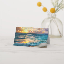 Tarjeta De Asiento Elegante Boda de verano de playa