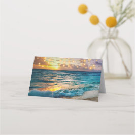 Tarjeta De Asiento Elegante Boda de verano de playa