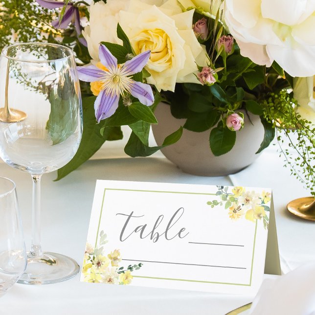 Tarjeta De Asiento Elegante Boda de verano verde azulado floral amari (Subido por el creador)