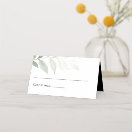 Tarjeta De Asiento Elegante Boda de verde sencillo blanco negro