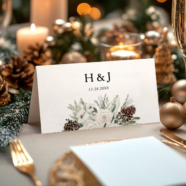 Tarjeta De Asiento Elegante Boda de Winter Pine (Subido por el creador)