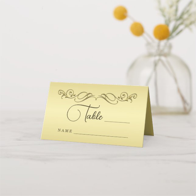 Tarjeta De Asiento Elegante boda del Ornate Gold de lujo (Anverso)