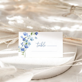 Tarjeta De Asiento Elegante Boda Dusty Blue Wildflower