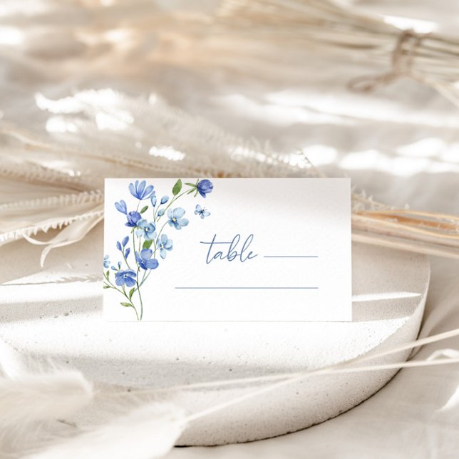 Tarjeta De Asiento Elegante Boda Dusty Blue Wildflower (Subido por el creador)
