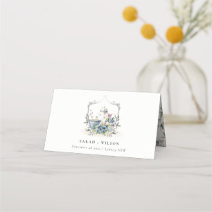 Tarjeta De Asiento Elegante Boda Escudo de la Copa Aqua Blue de Teapo