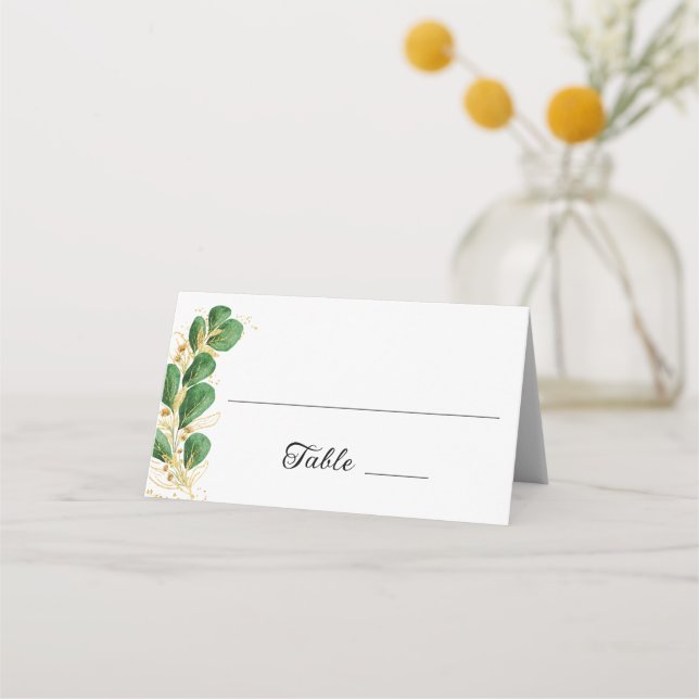 Tarjeta De Asiento Elegante Boda Eucalyptus (Anverso)