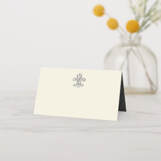 Tarjeta De Asiento Elegante Boda Fleur de Lis (Reverso)