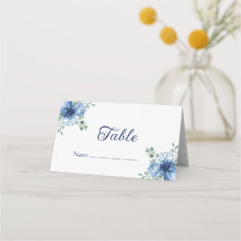Tarjeta De Asiento Elegante Boda Floral Azul Polvoriento Eucalipto
