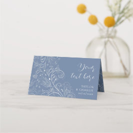 Tarjeta De Asiento Elegante Boda floral azul turbio